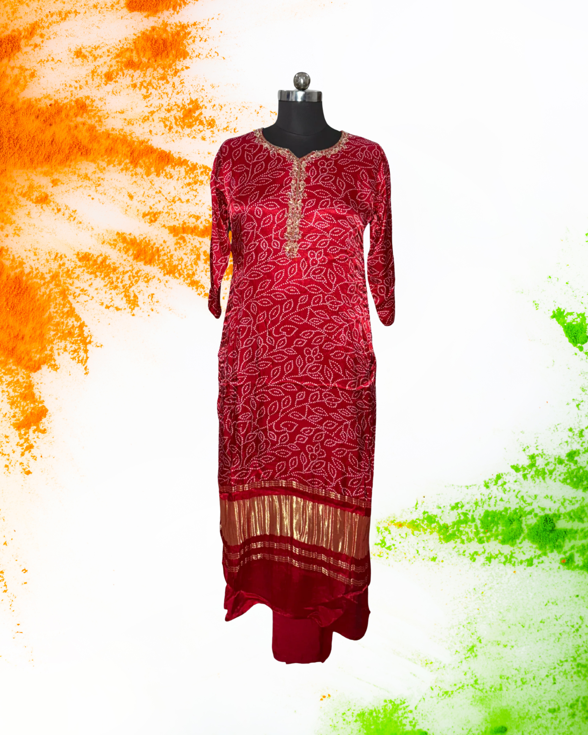 Festive Wear Red Straight Cut Kurta Set