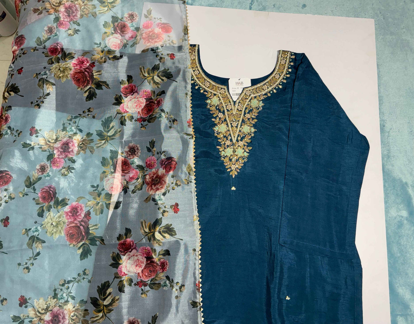 Festive Wear Peacock Blue Kurta Set