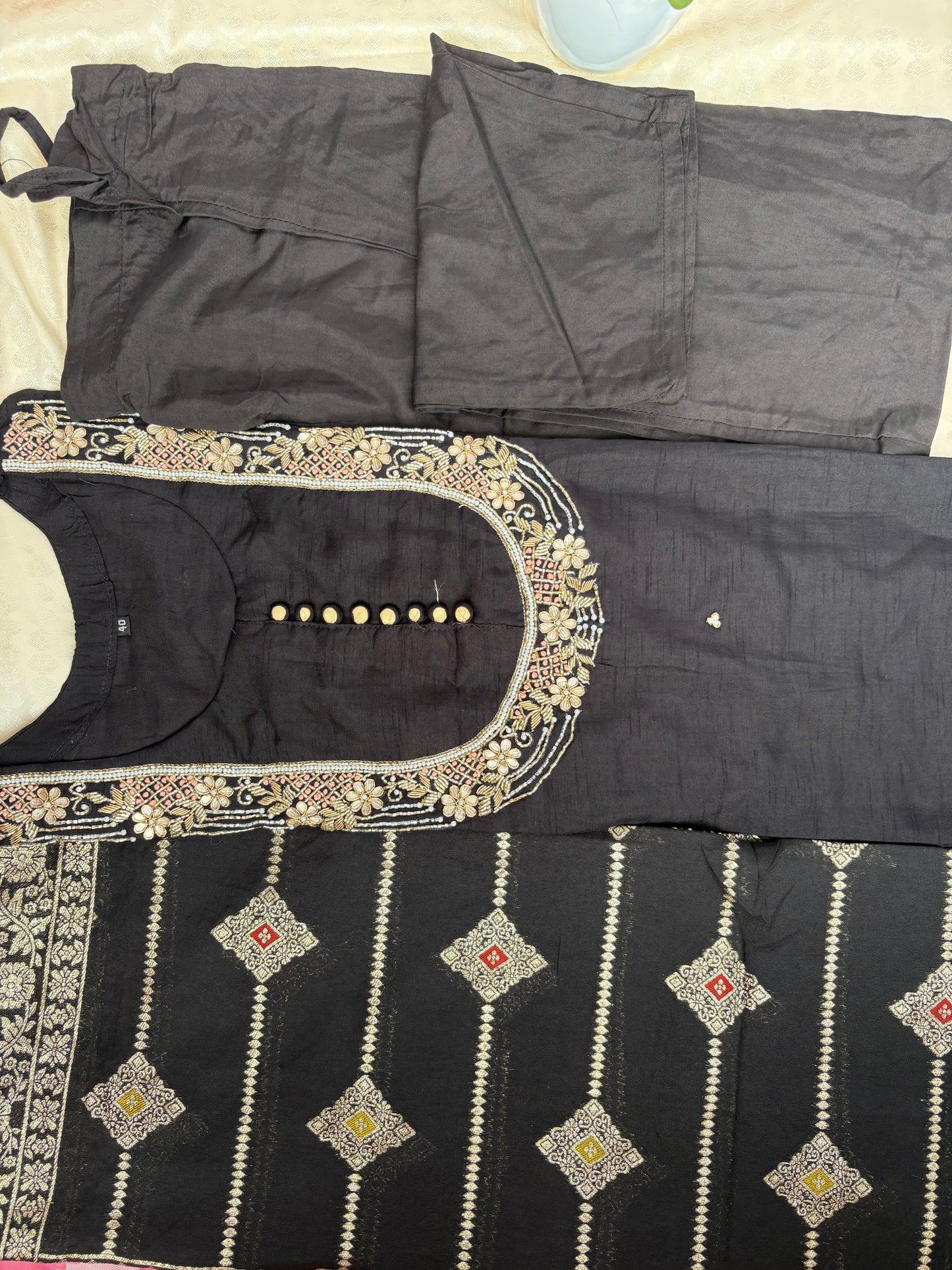 Festive Wear Purple and Black Kurta Set
