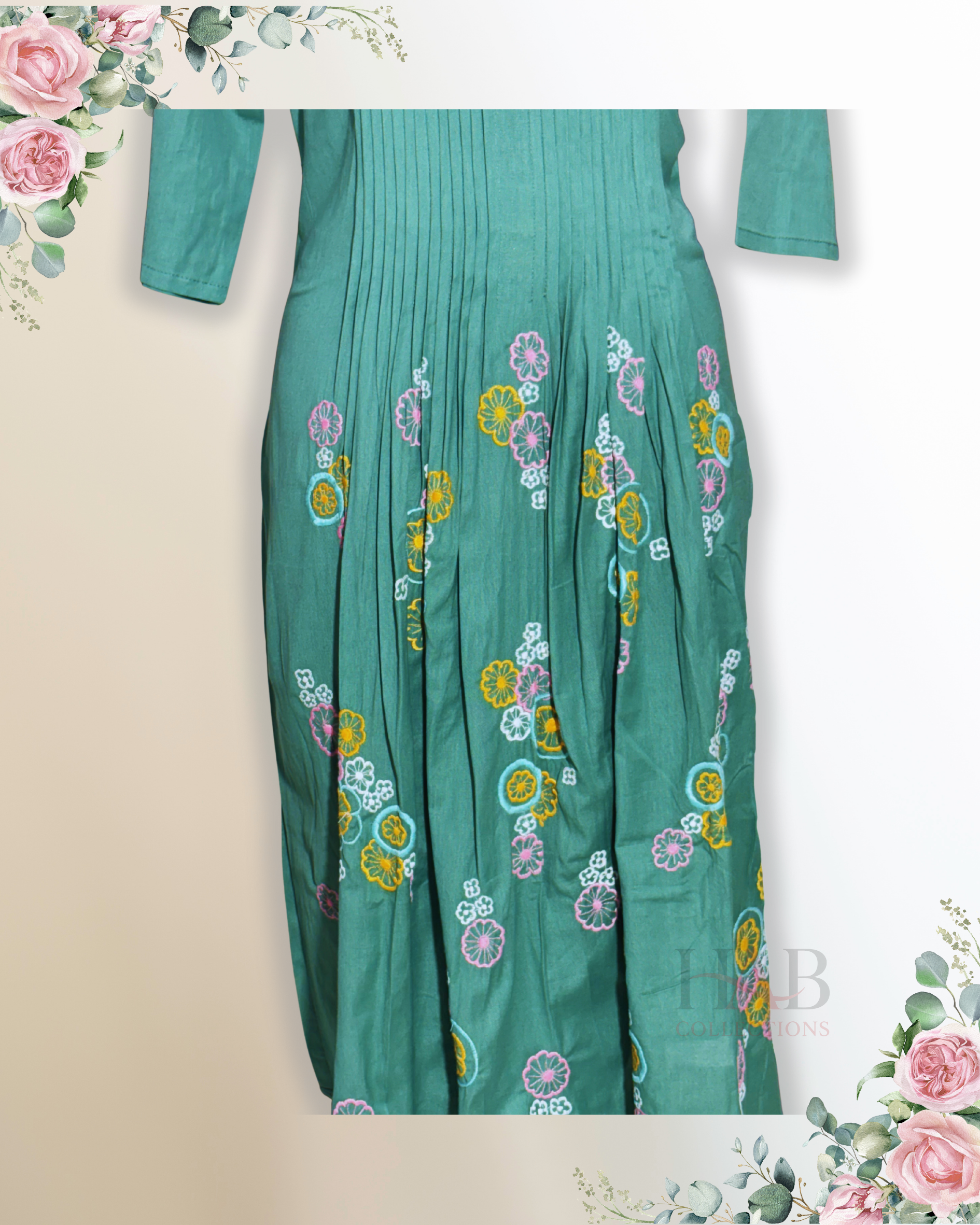 Daily Wear 2PC Green Anarkali Kurta Set - HAB Collections