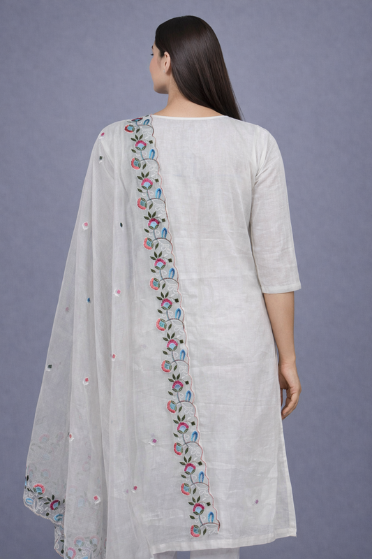 Daily Wear White Kota 2piece Kurta set