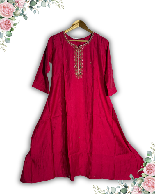 Festive Wear Pink A-Line Kurta Set – Exclusive Silk Fabric