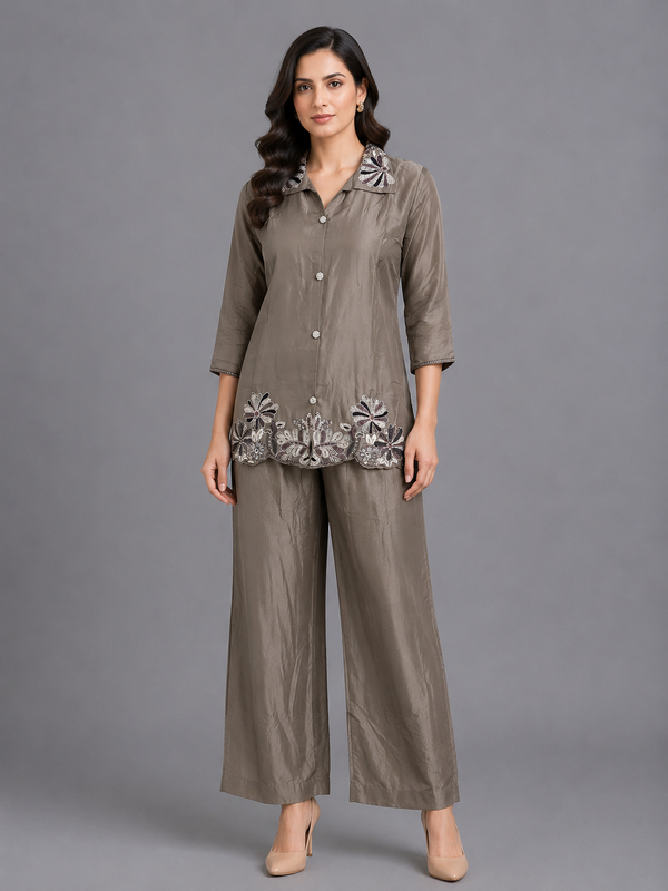 Grey HO Silk Co-Ord Set - HAB Collections