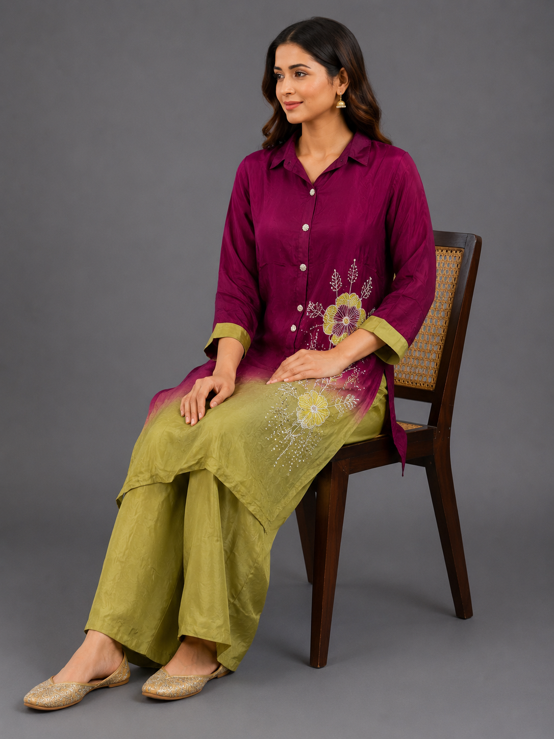 Festive Wear Maroon HO Silk Co-Ord set - Code: CSMR1