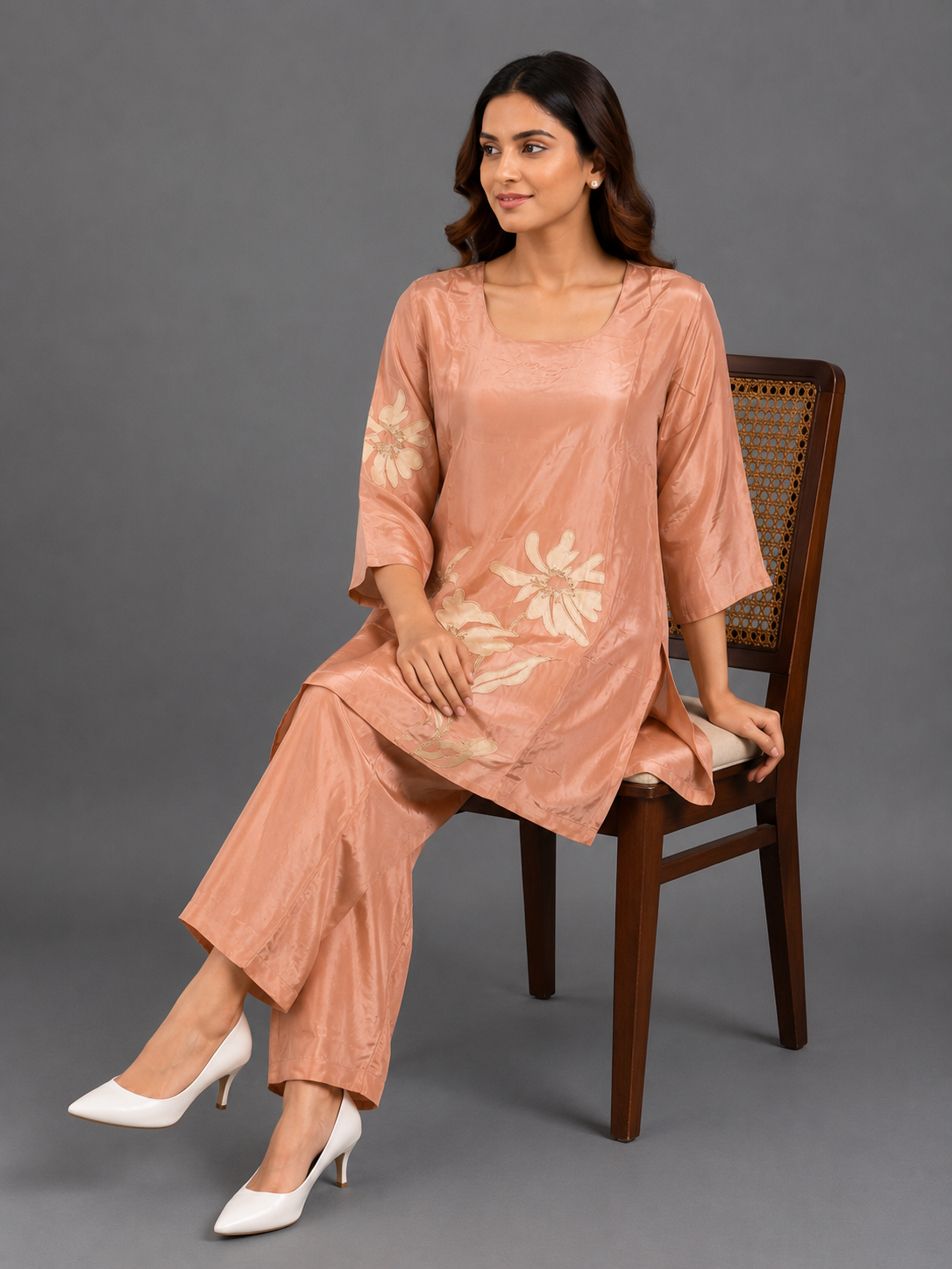 Festive Wear Peach HO Silk Co-Ord set - Code: CSPE