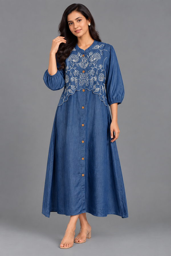 Blue Denim cotton A-Line Suit · FRBL