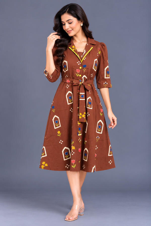 Brown cotton A-Line Suit · FRBR1