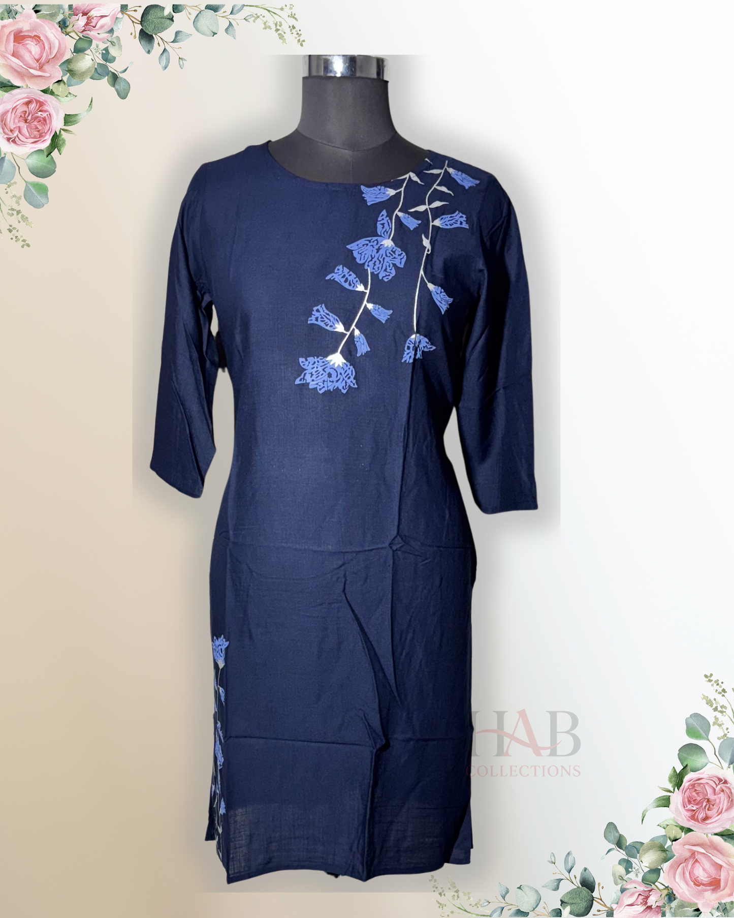 Daily Wear Navy Blue Kurti - HAB Collections
