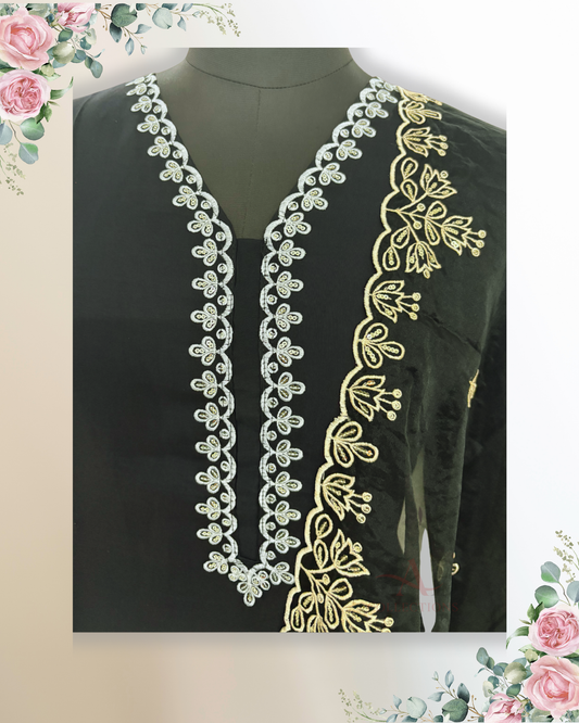 Festive Wear Black Straight Cut Kurta Set - HAB Collections