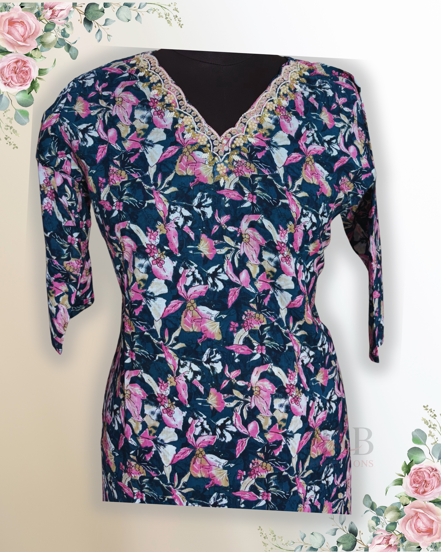 Daily Wear Blue Straight Cut Kurta Set - HAB Collections