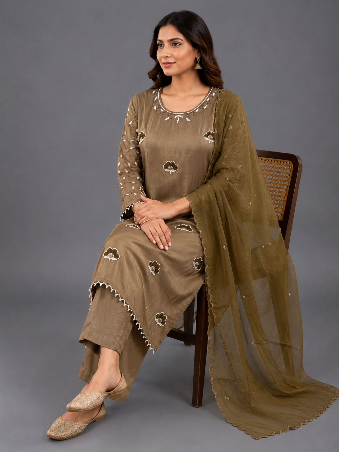 Festive Wear Brown Crepe Indo Western Suit - Code: KSBR6