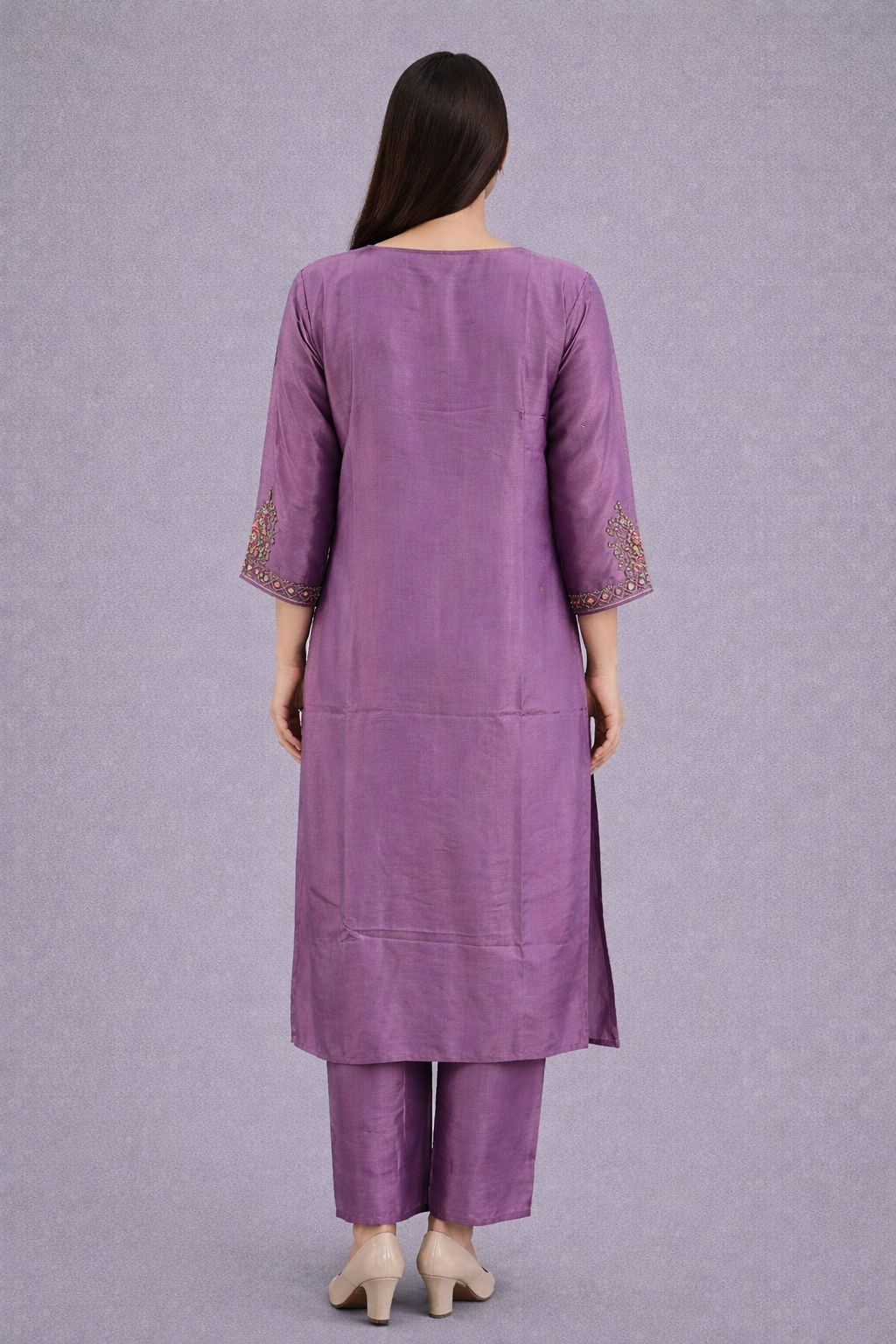 Festive Wear Tissue Lavender Kurta Set - Code: KSLA2