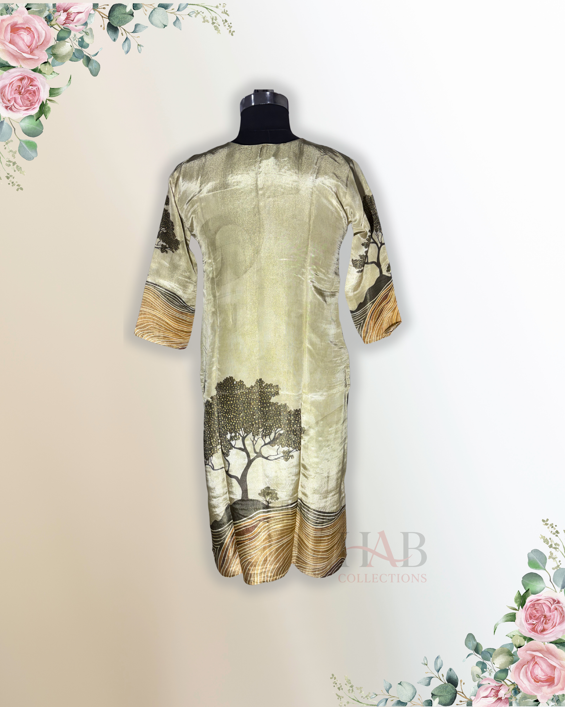 Festive Wear Olive Green Straight Cut Kurta Set - HAB Collections