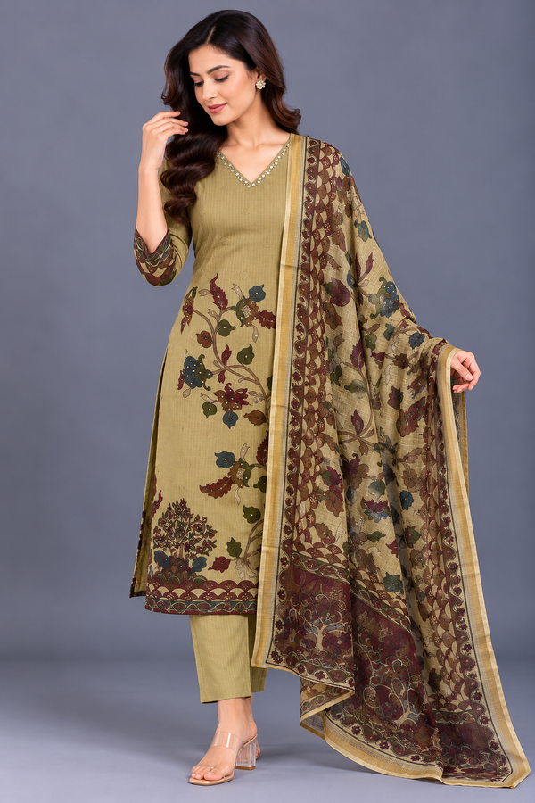 Olive Green Kota Kurta Set · KSOGR4