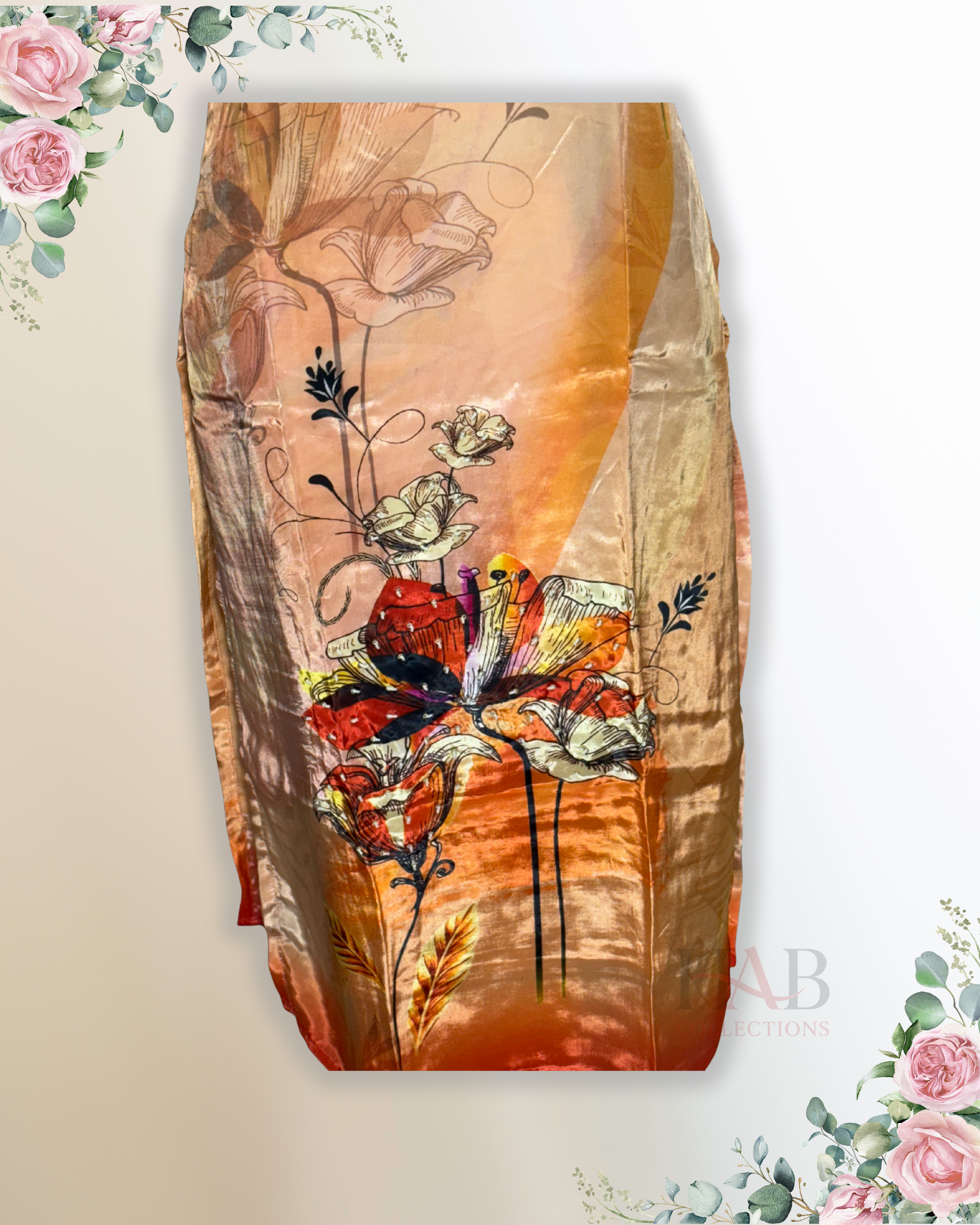 Festive Wear Orange Straight Cut Kurta Set - HAB Collections