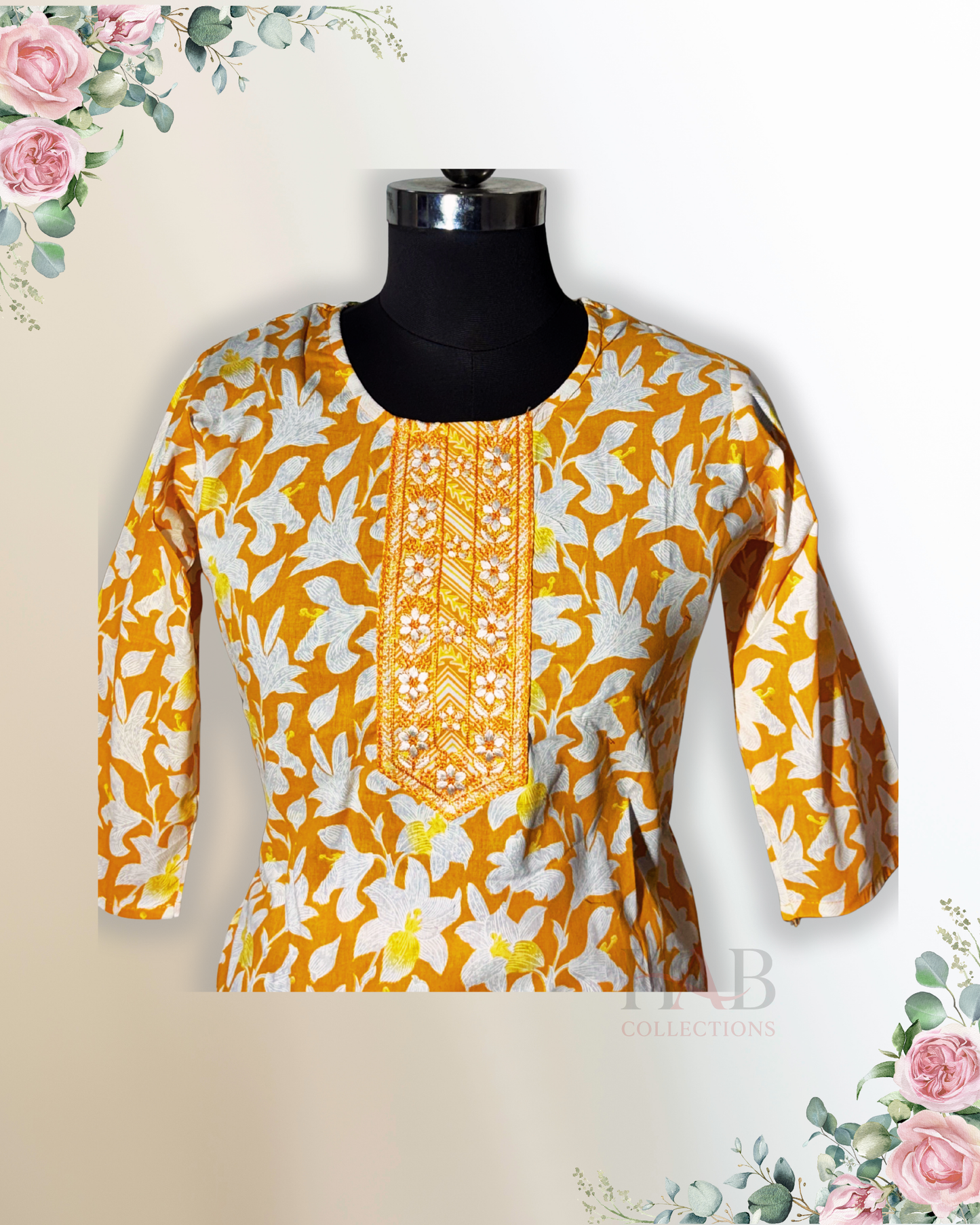 Daily Wear Orange Straight Cut Kurta Set - HAB Collections