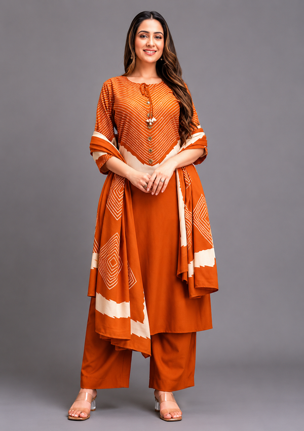 Orange Cotton Kurta Set - HAB Collections