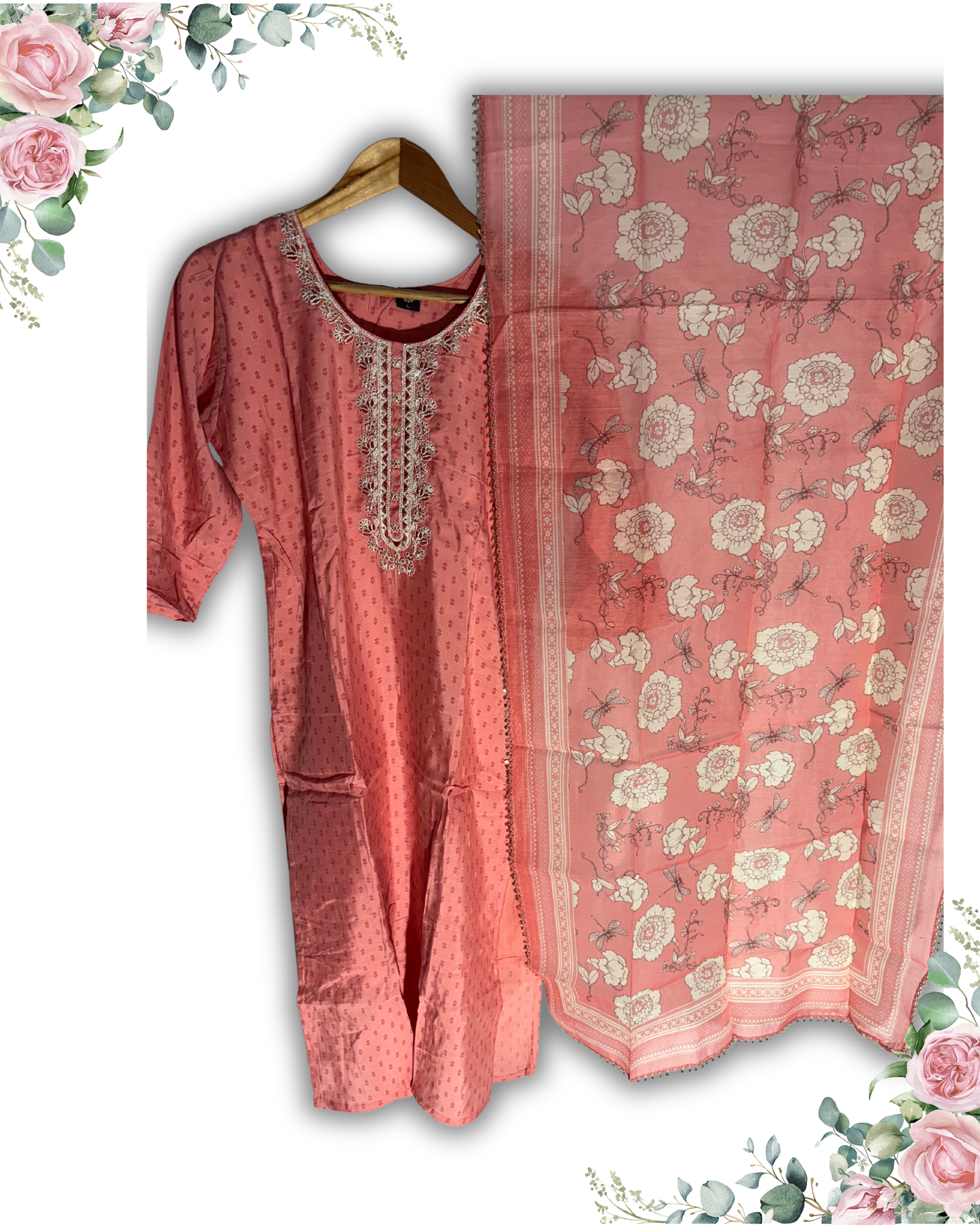 Daily Wear Peach Kurta Set – Cotton Fabric