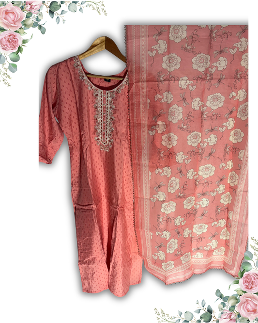 Daily Wear Peach Kurta Set – Cotton Fabric