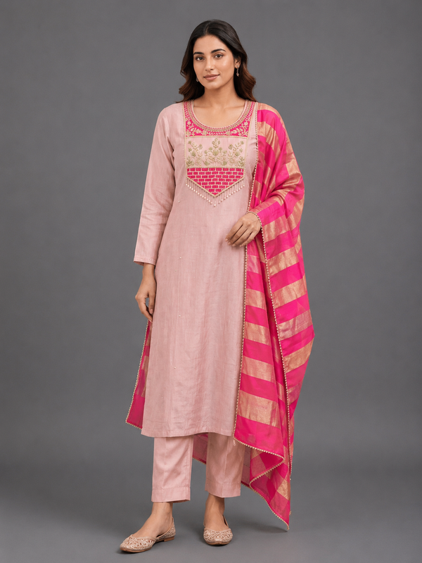 Pink Crush Fabric Kurta Set · KSPI11