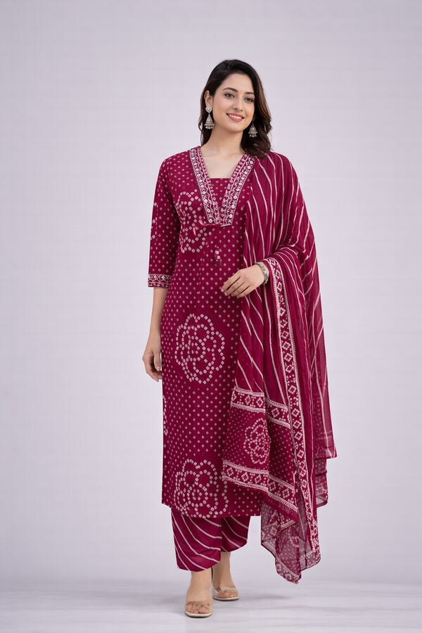 Pink Cotton Kurta Set - HAB Collections