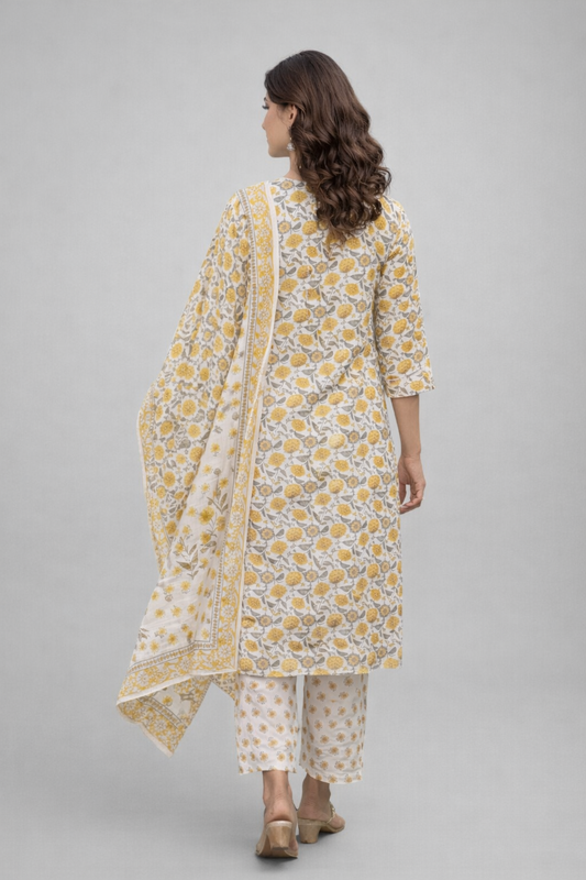 Daily Wear White Cotton Kurta Set