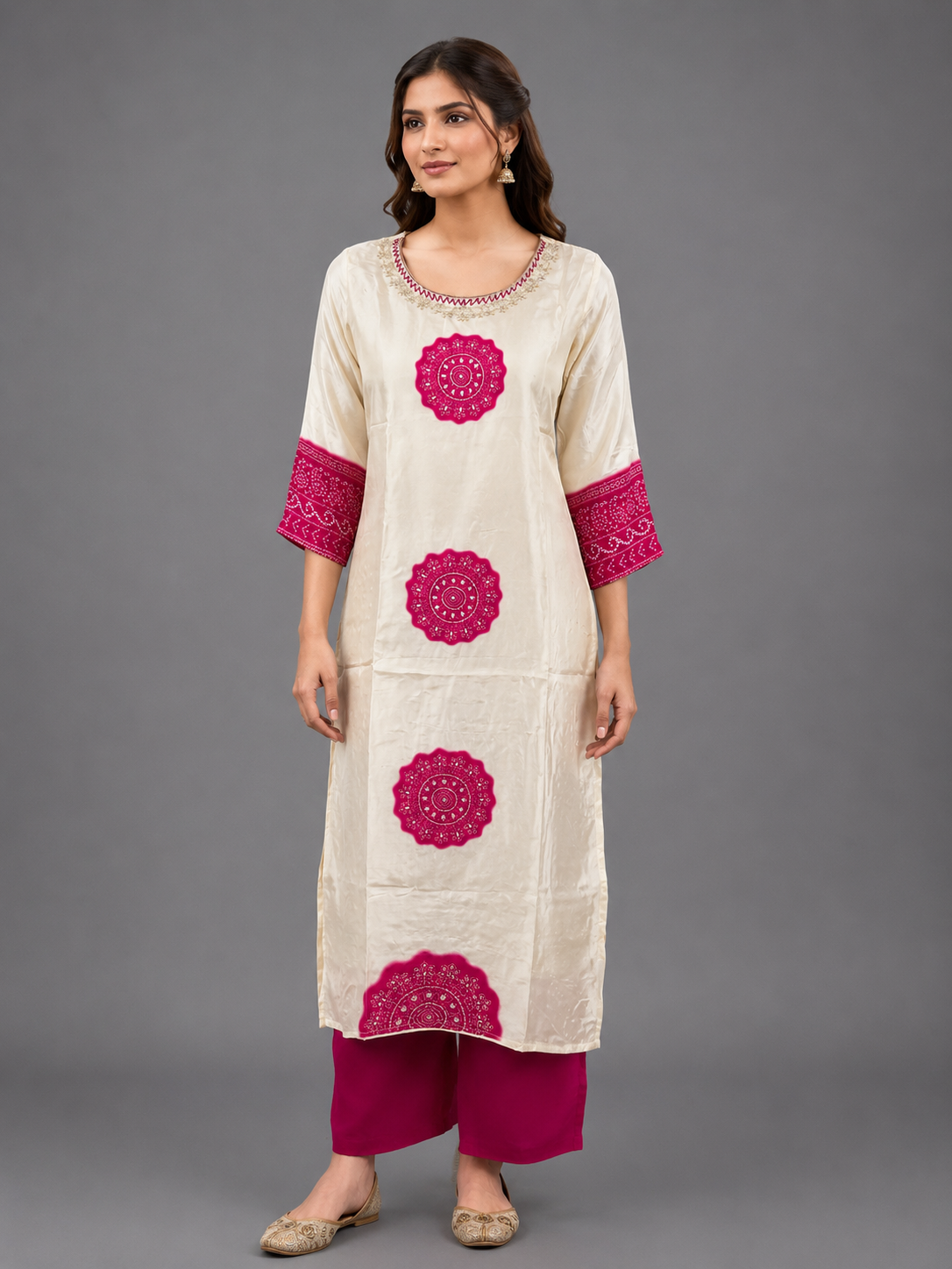 Festive Wear Crepe White Kurta Set - Code: KSWH6