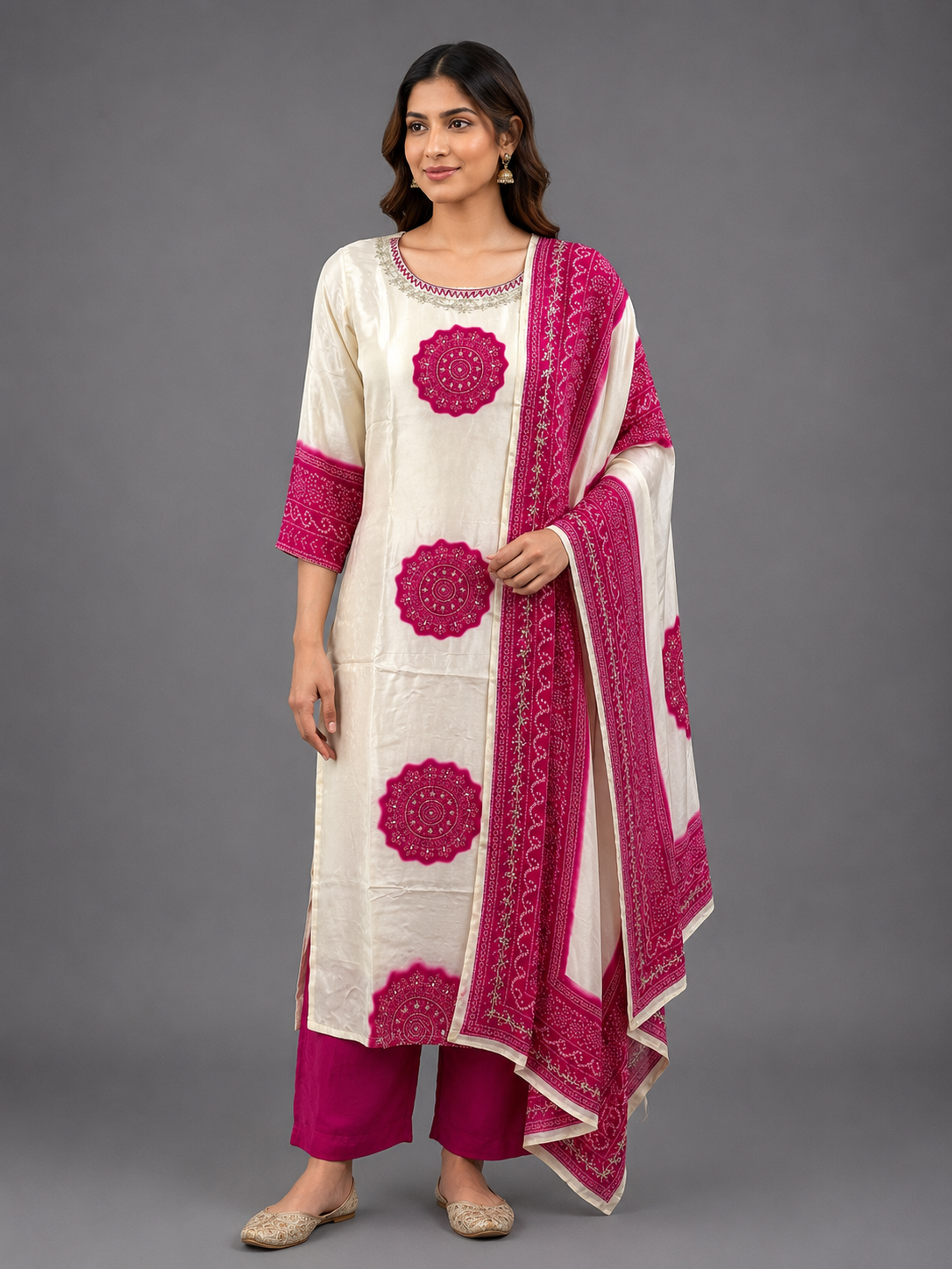 White Natural Crepe Silk Kurta Set - HAB Collections