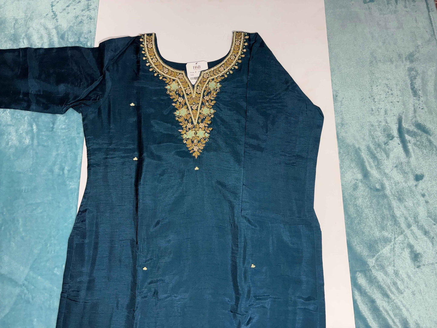 Festive Wear Peacock Blue Kurta Set