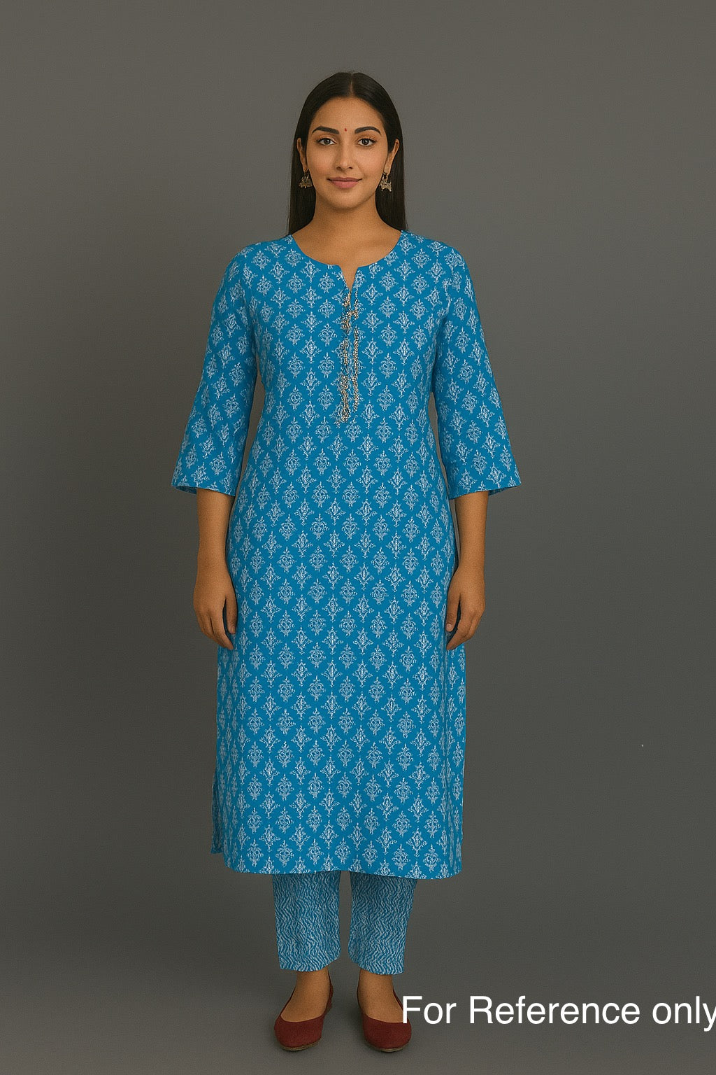 Daily Wear 2PC Sky Blue Straight Cut Kurta Set