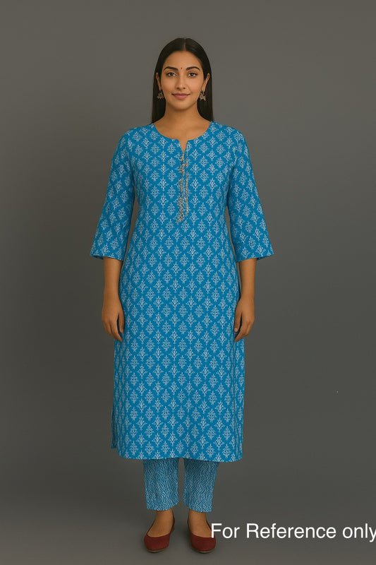 Daily Wear 2PC Sky Blue Straight Cut Kurta Set