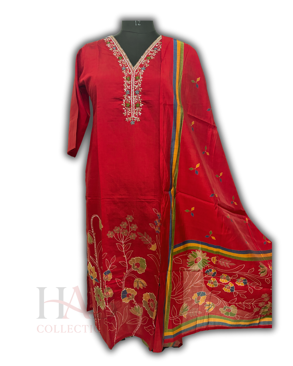 Dialy Wear Red Straight Cut Kurta Set
