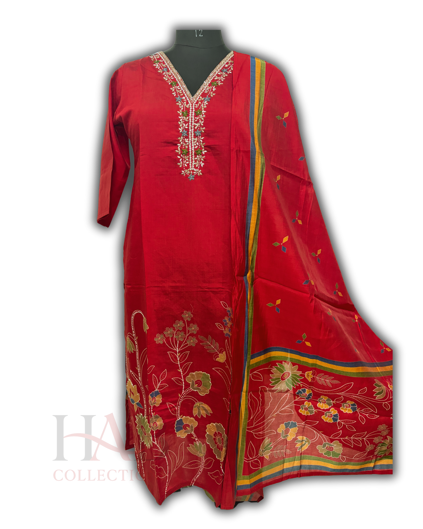 Dialy Wear Red Straight Cut Kurta Set