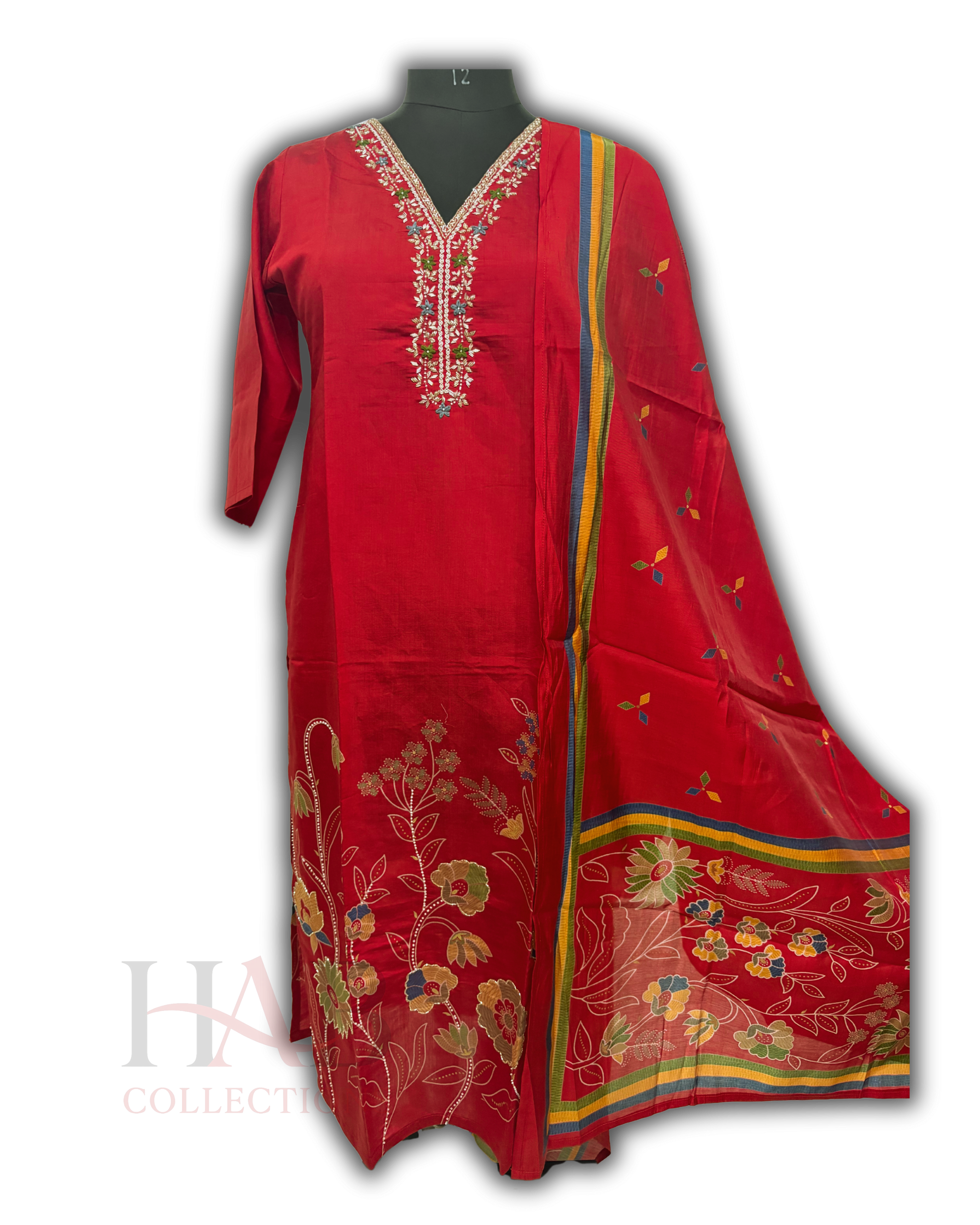 Dialy Wear Red Straight Cut Kurta Set