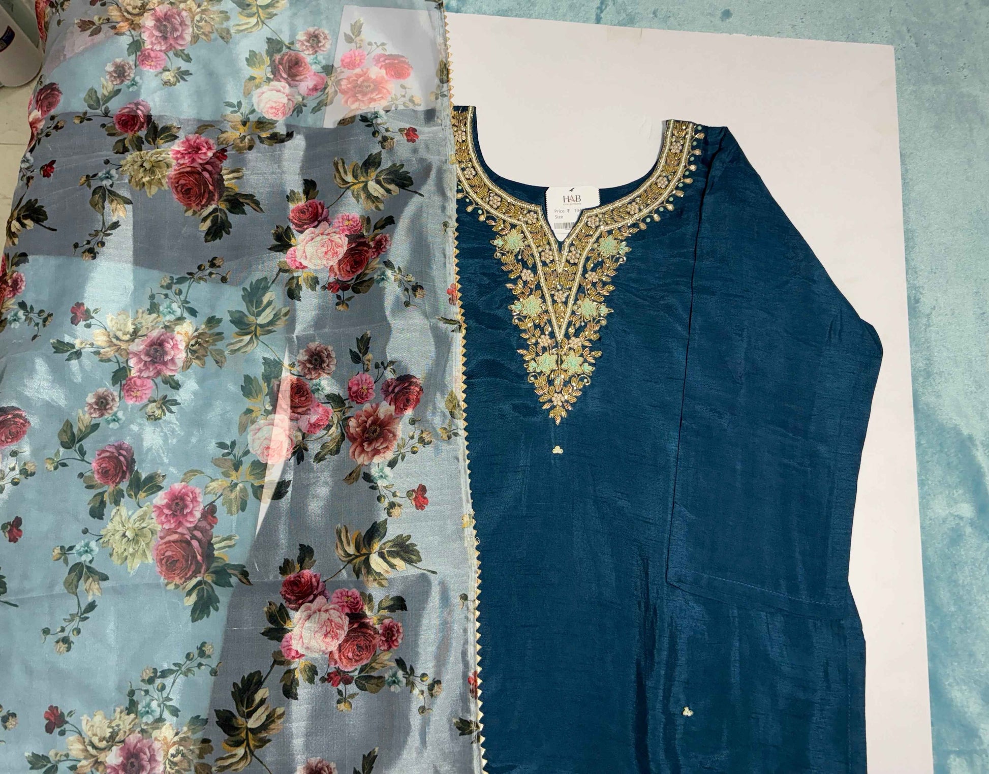 Festive Wear Peacock Blue Kurta Set