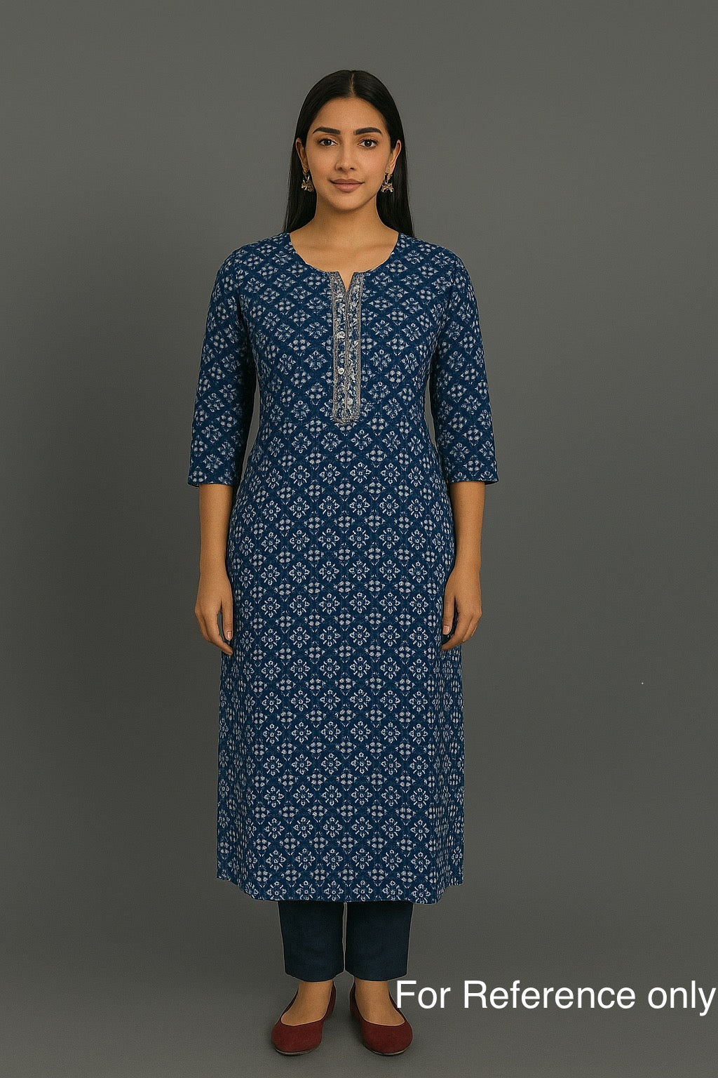 Daily Wear 2PC Blue Straight Cut Kurta Set