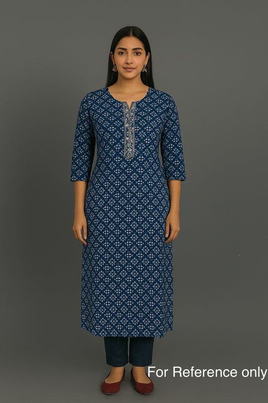 Daily Wear 2PC Blue Straight Cut Kurta Set