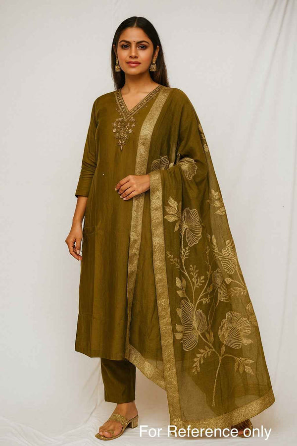 Mehendi Green Silk Kurta Set - HAB Collections