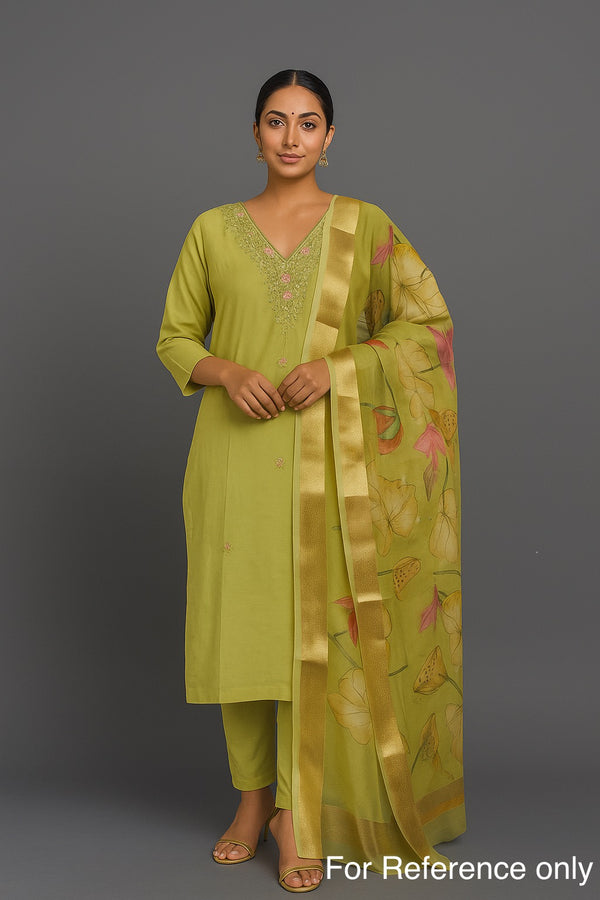 Green Roman Silk Kurta Set - HAB Collections