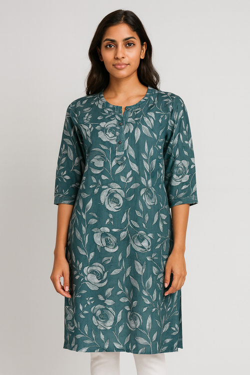 Blue Rayon Kurti - HAB Collections