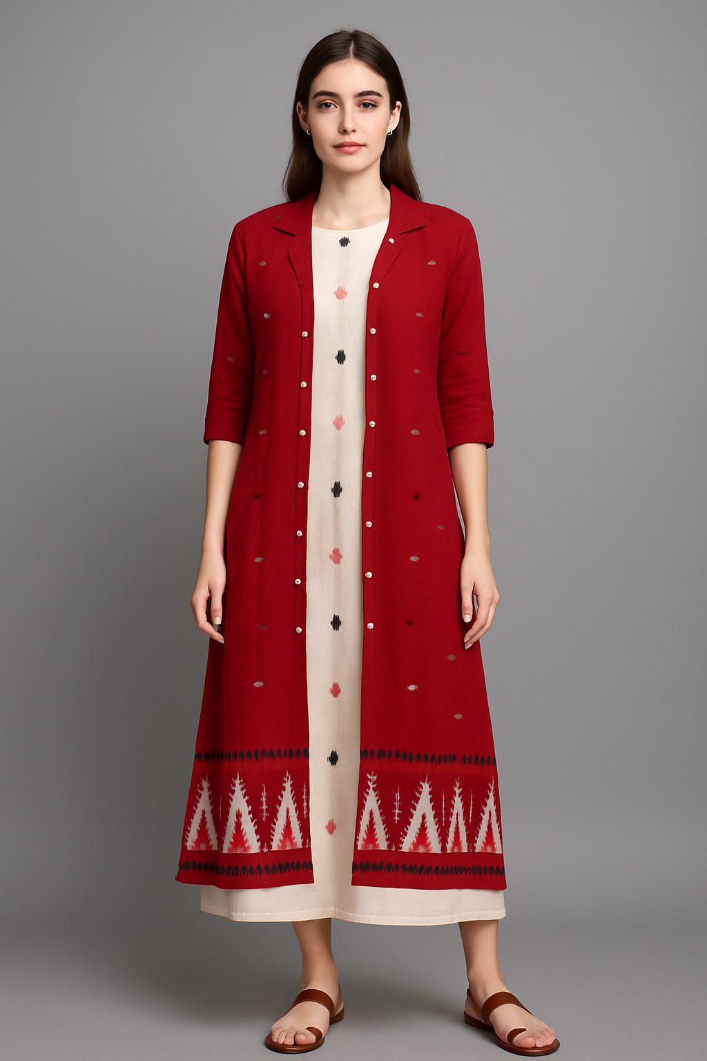 Daily Wear Red 1 Piece Aline suit