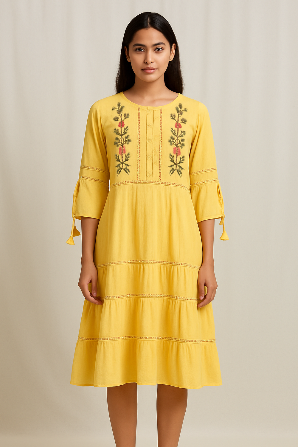 Yellow Cotton Anarkali Suit - HAB Collections