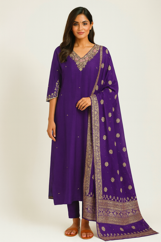 Festive Wear Purple Kurta Set
