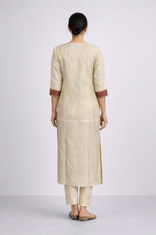 Festive Wear Beige Kurta Set