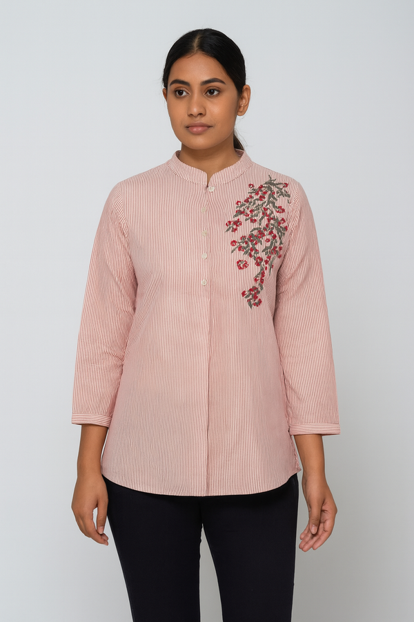 Pink Cotton Short Kurti - HAB Collections