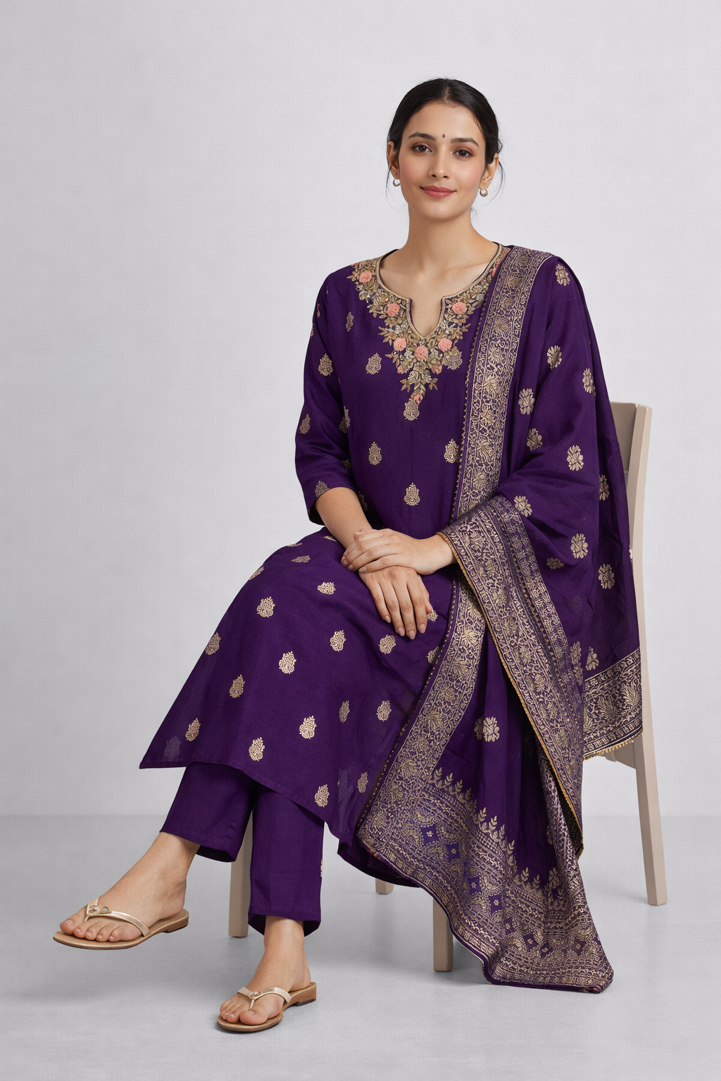 Festive Wear Purple Kurta Set