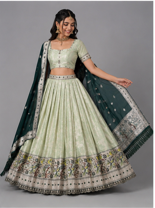 Green Silk Lehenga · LEGR