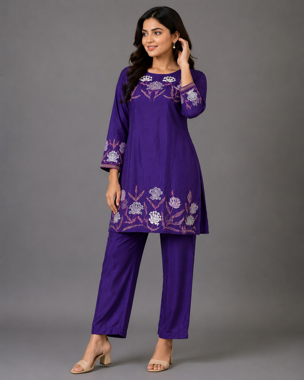 Purple Crepe Co-Ord Set · CSPU2