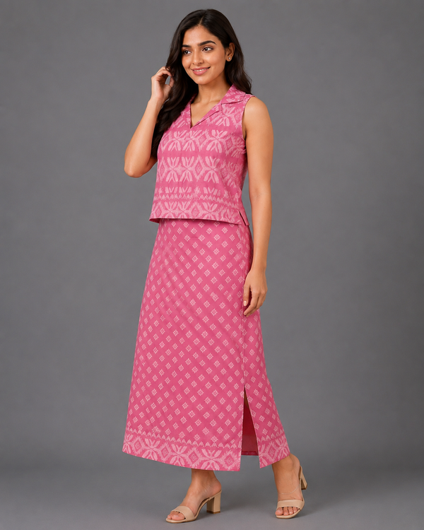 Pink Jamdani Cotton Co-Ord Set · CSPI4