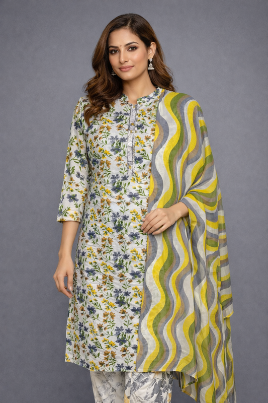 Daily Wear Beige Kurta Set